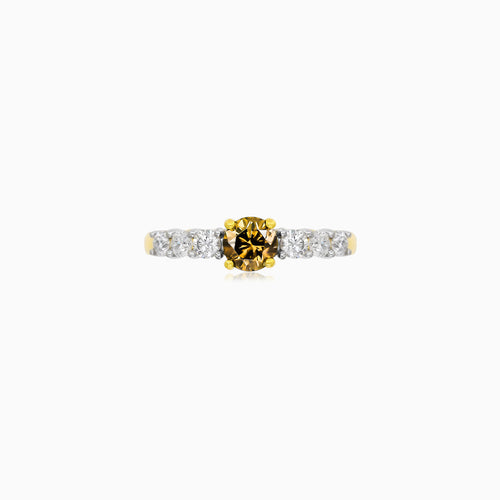 Champagne Diamond Ring in Yellow Gold
