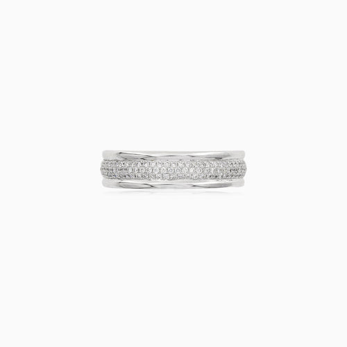 White Gold Triple Row Pavé Diamond Ring