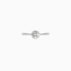 White Gold Diamond Solitaire Luster Ring