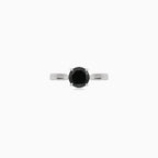 Black Diamond Solitaire Ring in White Gold