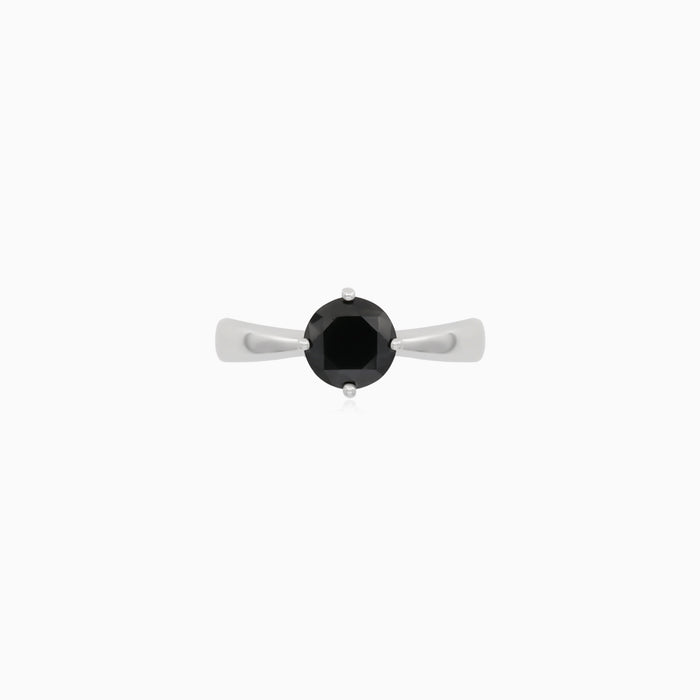 Noir solitaire black diamond ring