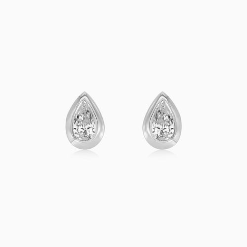 Bezel Set Pear Diamond Stud Earrings