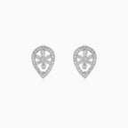 Diamond Floral Drop Earrings in White Gold