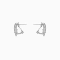 Diamond Floral Drop Earrings in White Gold