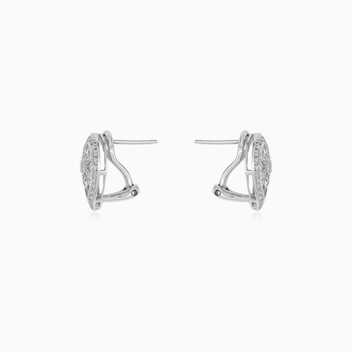 Diamond Floral Drop Earrings in White Gold