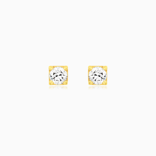 Classic Yellow Gold Diamond Stud Earrings