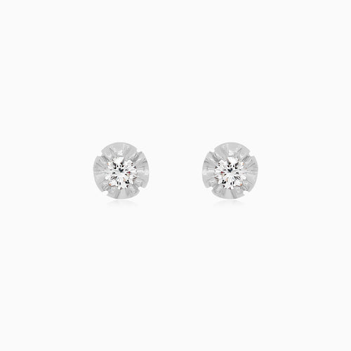 White Gold Solitaire Diamond Stud Earrings