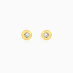Modern Yellow Gold Bezel Diamond Stud Earrings