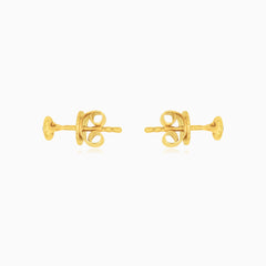 Modern Yellow Gold Bezel Diamond Stud Earrings