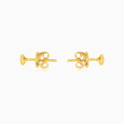 Modern Yellow Gold Bezel Diamond Stud Earrings