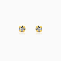 Minimalist Yellow Gold Diamond Stud Earrings