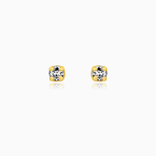 Minimalist Yellow Gold Diamond Stud Earrings