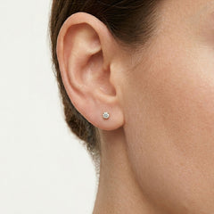 Minimalist Yellow Gold Diamond Stud Earrings