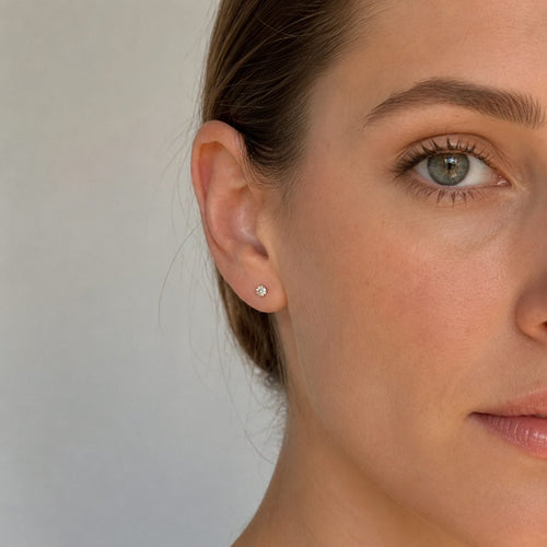 Minimalist Yellow Gold Diamond Stud Earrings