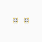 Minimalist Yellow Gold Diamond Stud Earrings
