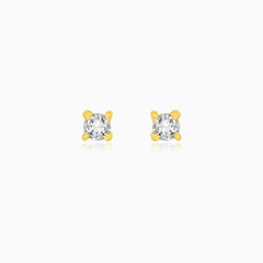 Minimalist Yellow Gold Diamond Stud Earrings