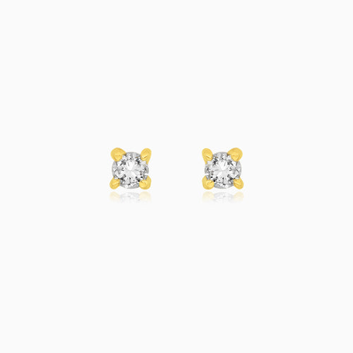 Minimalist Yellow Gold Diamond Stud Earrings
