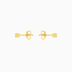 Minimalist Yellow Gold Diamond Stud Earrings