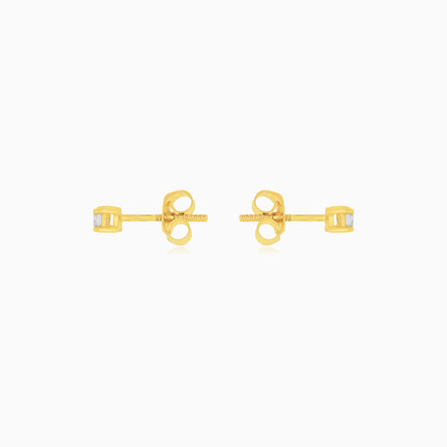 Minimalist Yellow Gold Diamond Stud Earrings