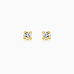 Minimalist 18kt Yellow Gold Diamond Stud Earrings