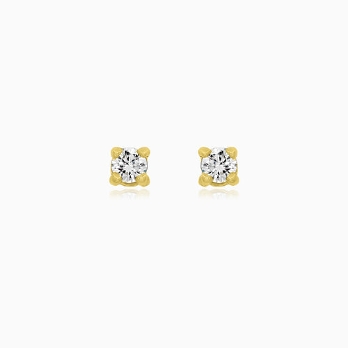 Minimalist 18kt Yellow Gold Diamond Stud Earrings