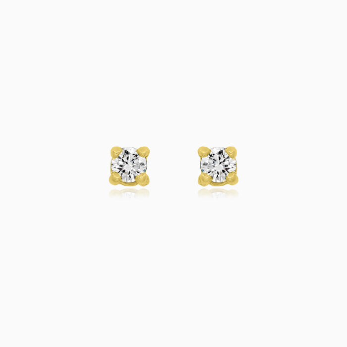 Minimalistické diamantové puzetové náušnice ze žlutého zlata 18 kt