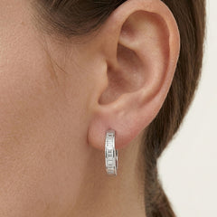 Baguette Diamond White Gold Huggie Earrings