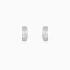 Brushed White Gold Diamond Huggie Earrings