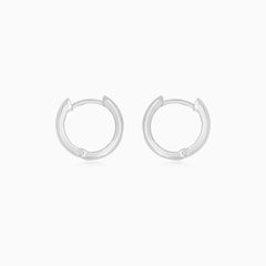 Brushed White Gold Diamond Huggie Earrings