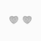 White Gold Diamond Heart Stud Earrings