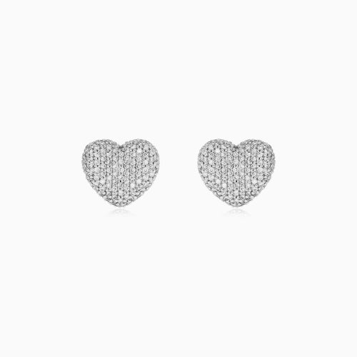 White Gold Diamond Heart Stud Earrings