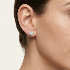 White Gold Diamond Heart Stud Earrings