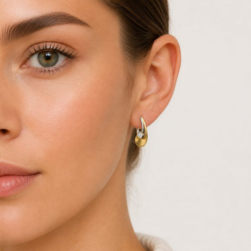 Graceful Two-Tone Diamond Drop Earrings