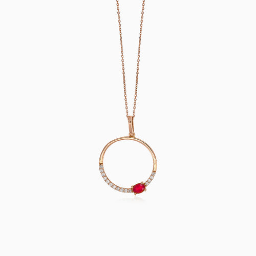 Rose gold necklace with gemstones