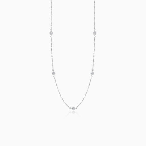 White gold bezel diamond necklace