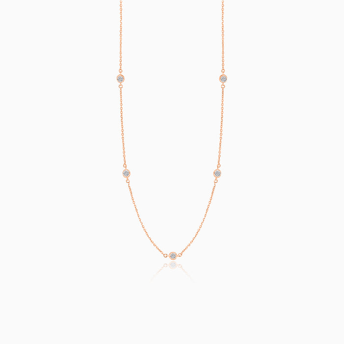 Rose gold bezel diamond necklace
