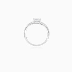 White gold ring with square cubic zirconia