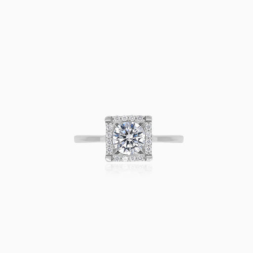 White gold squared ring