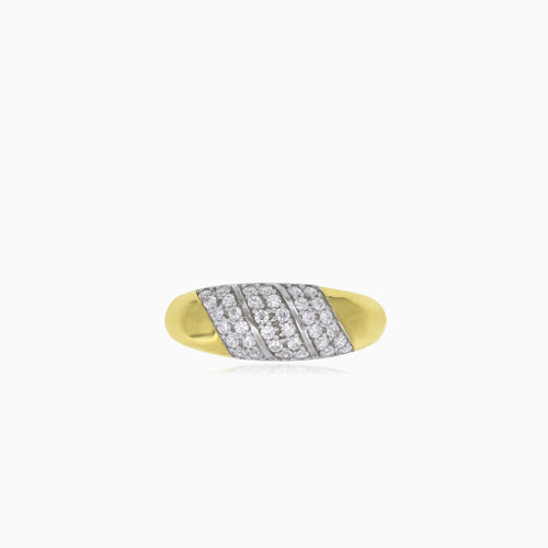 Two tone gold cubic zirconia ring