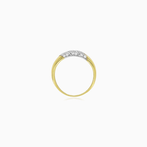 Two tone gold cubic zirconia ring