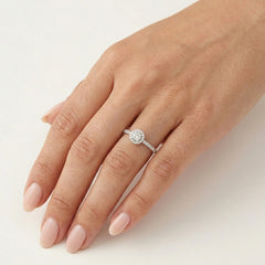 White Gold Diamond Halo Engagement Ring