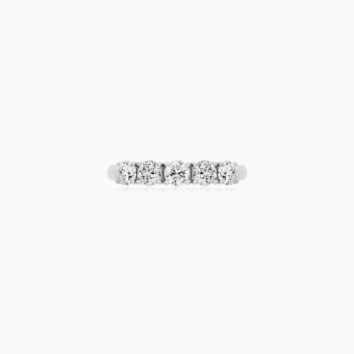 Classic Five Stone Diamond Ring in White Gold