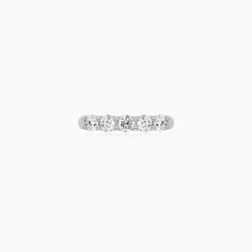 Five Diamond Ring in White Gold
