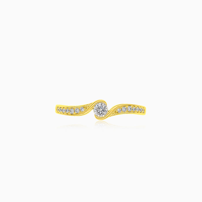 Zásnubní prsten ze žlutého zlata s diamantem