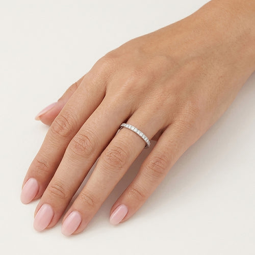 Diamond Pavé Half Eternity Ring In 14K Yellow Gold
