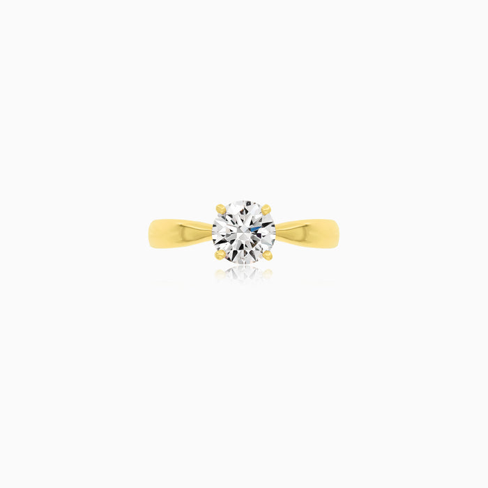 Round Diamond Solitaire Ring in Yellow Gold