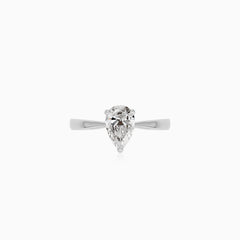 Pear Shape Diamond Engagement Ring in White Gold