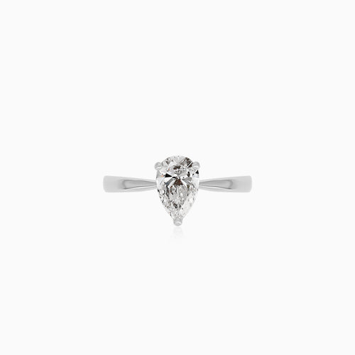 Pear Shape Diamond Engagement Ring in White Gold