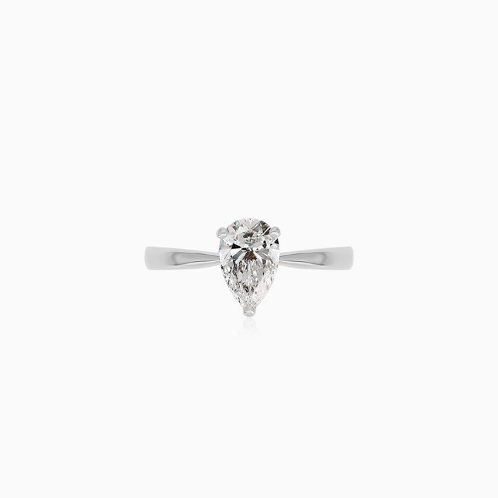 Pear Shape Diamond Engagement Ring in White Gold