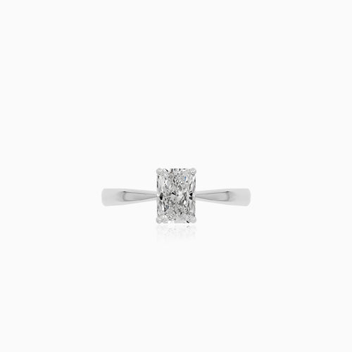 Radiant cut diamond solitaire ring